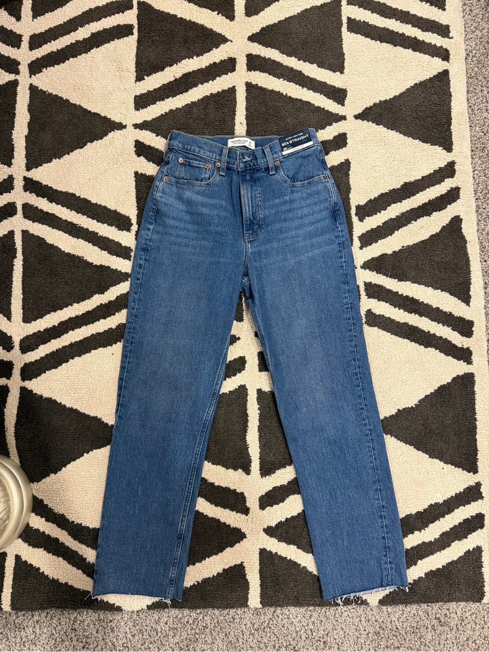 Abercrombie & Fitch Straight-Leg High-Rise Jeans — Medium Blue
